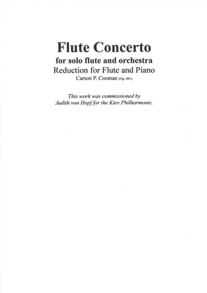 Carson Cooman: Flute Concerto, reductions for flute and piano