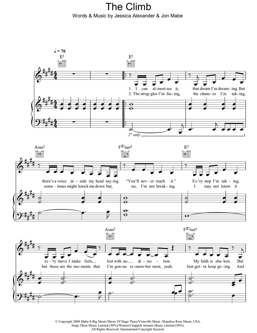 The Climb (from Hannah Montana: The Movie) Acoustic Guitar scores gallery preview page 1