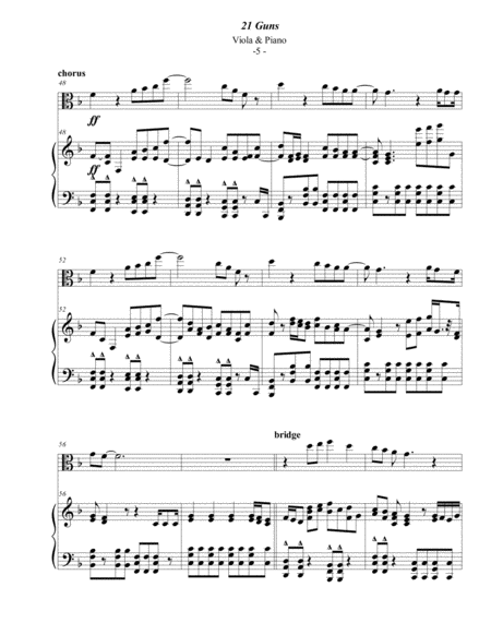 Green Day: 21 Guns for Viola & Piano image number null