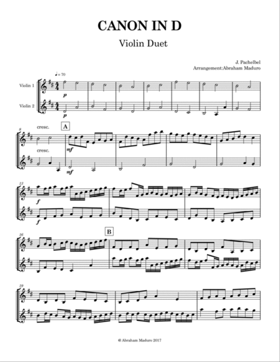 Canon In D Violin Duet String Duet scores gallery preview page 2