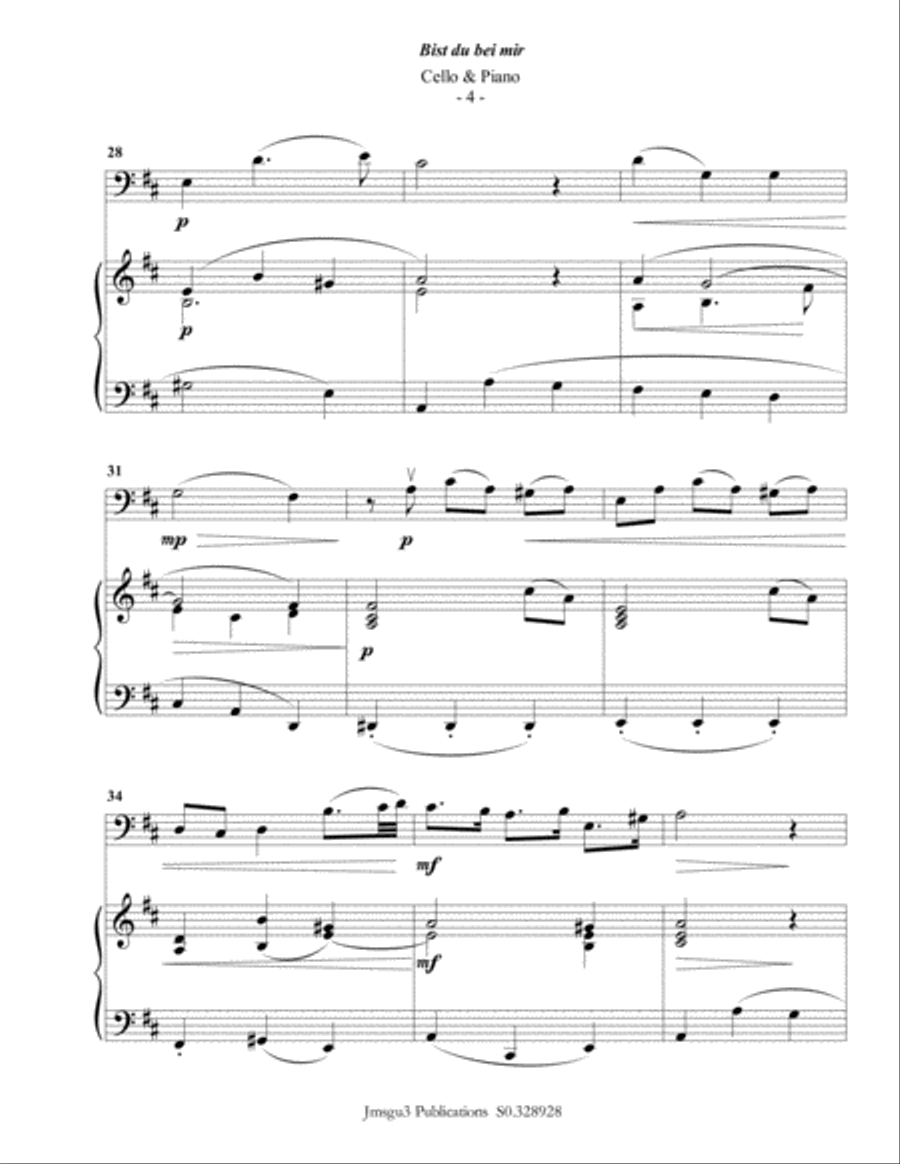 Bach: Bist du bei mir BWV 508 for Cello & Piano Piano scores gallery preview page 4