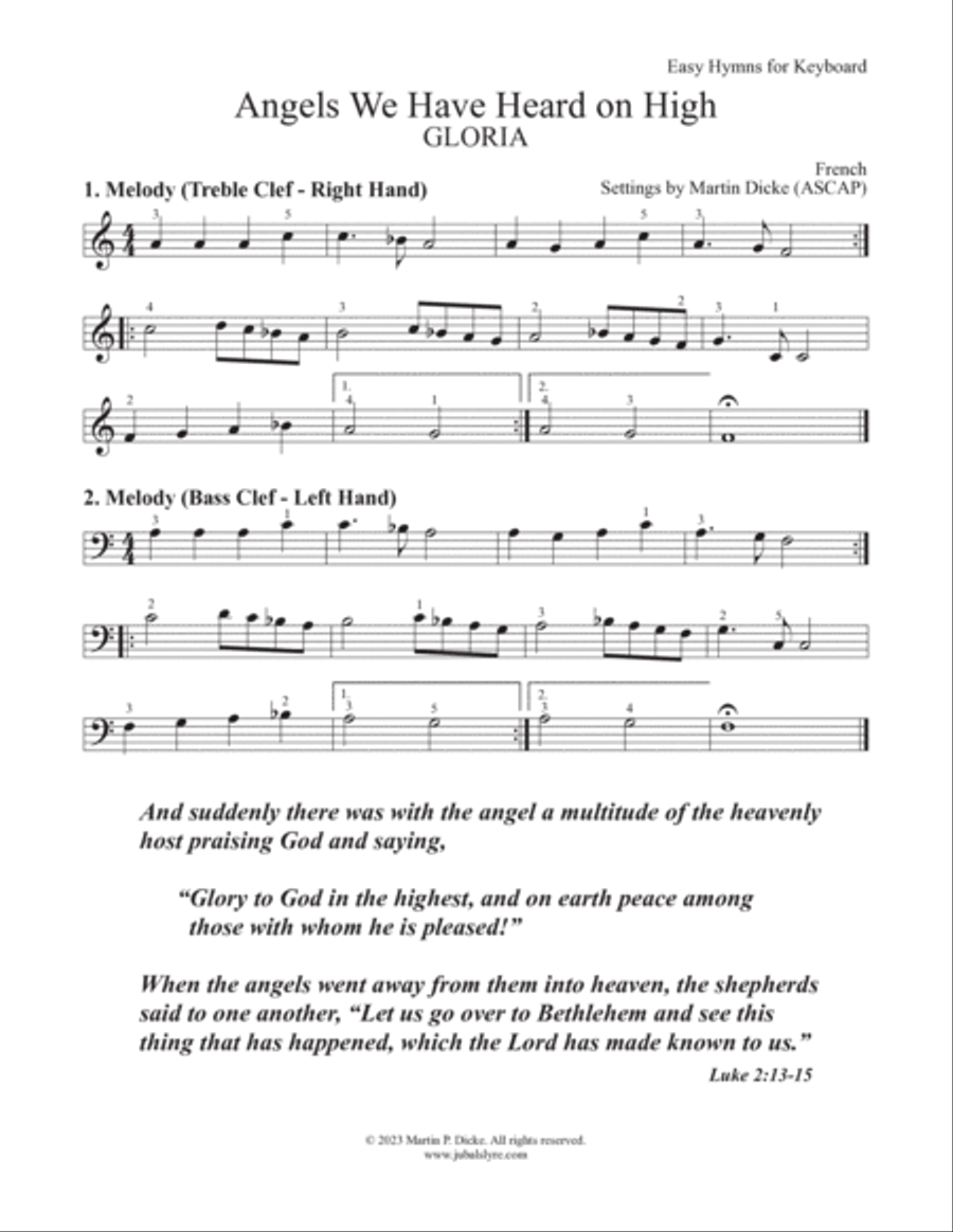 Angels We Have Heard on High (Easy Hymns for Keyboard) Piano Method scores gallery preview page 3