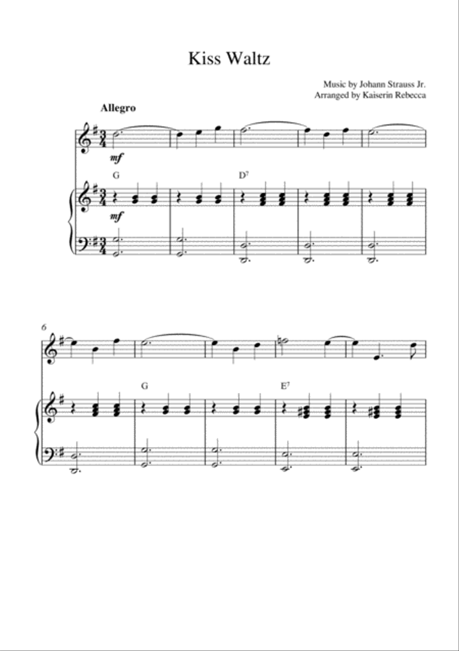 Kiss Waltz Violin Solo scores gallery preview page 1