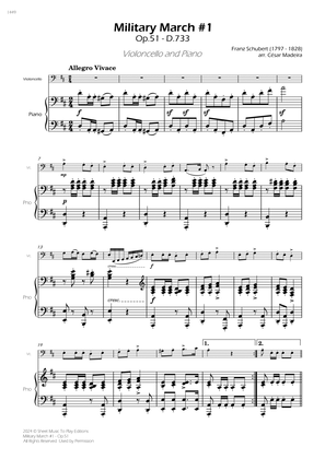 Military March No.1, Op.51 - Cello and Piano (Full Score)
