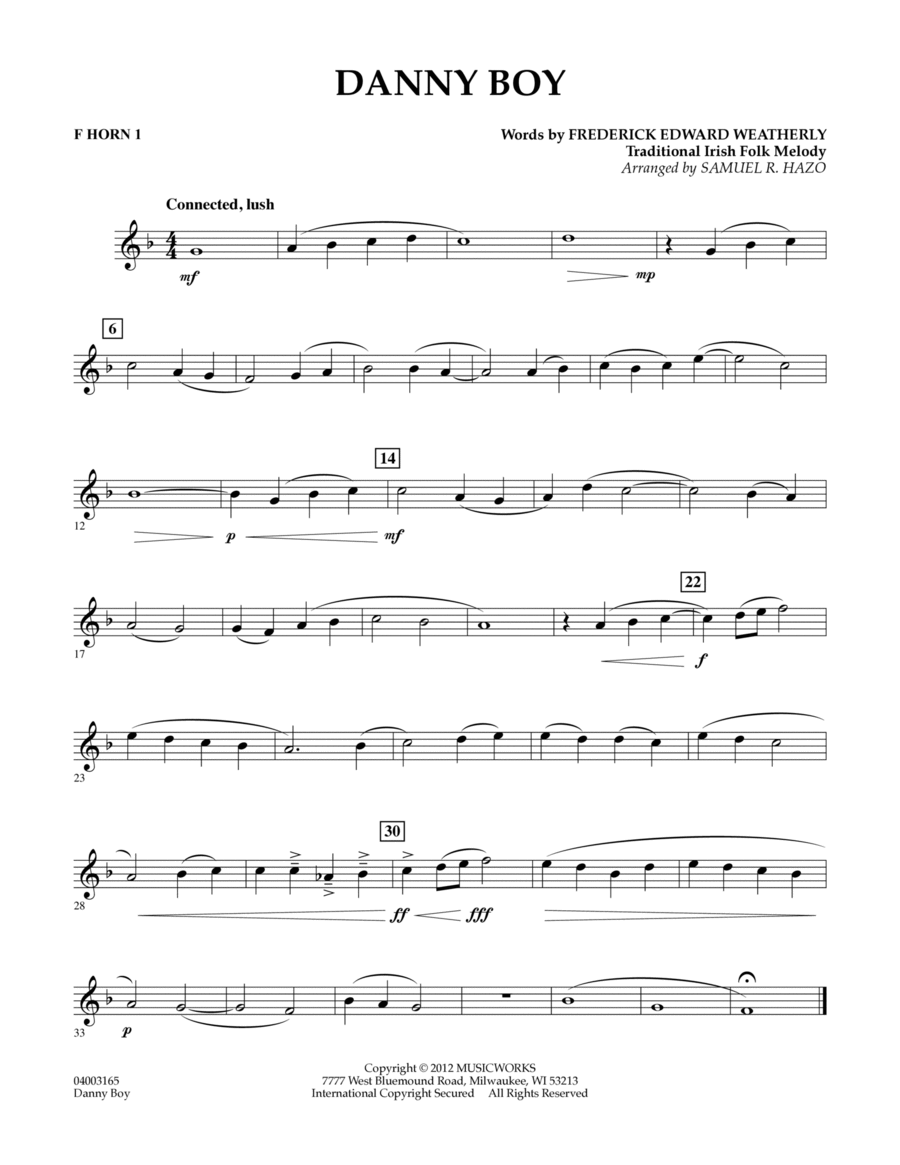 Danny Boy - F Horn 1 Concert Band scores gallery preview page 1