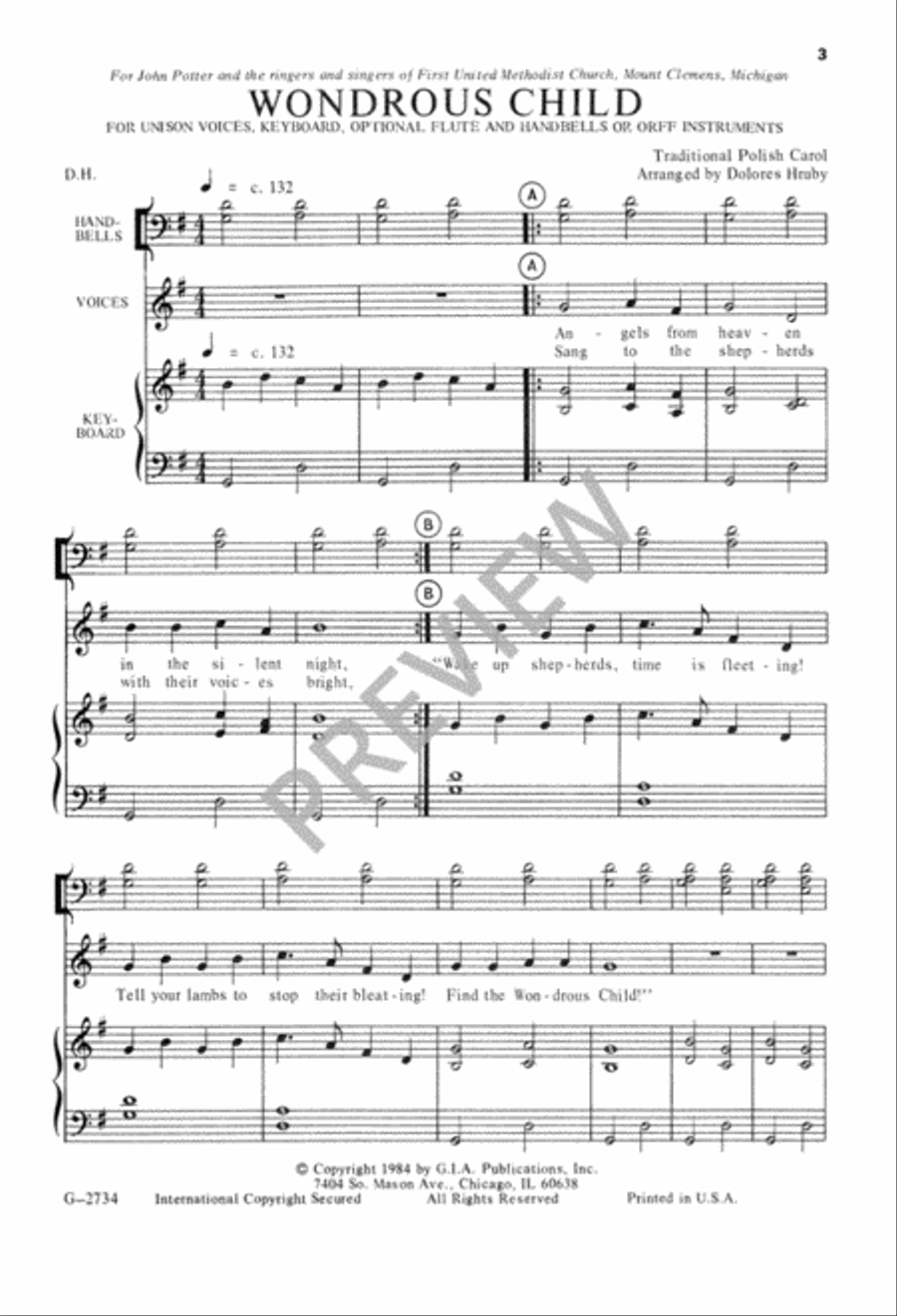 Wondrous Child Unison Choir scores gallery preview page 4