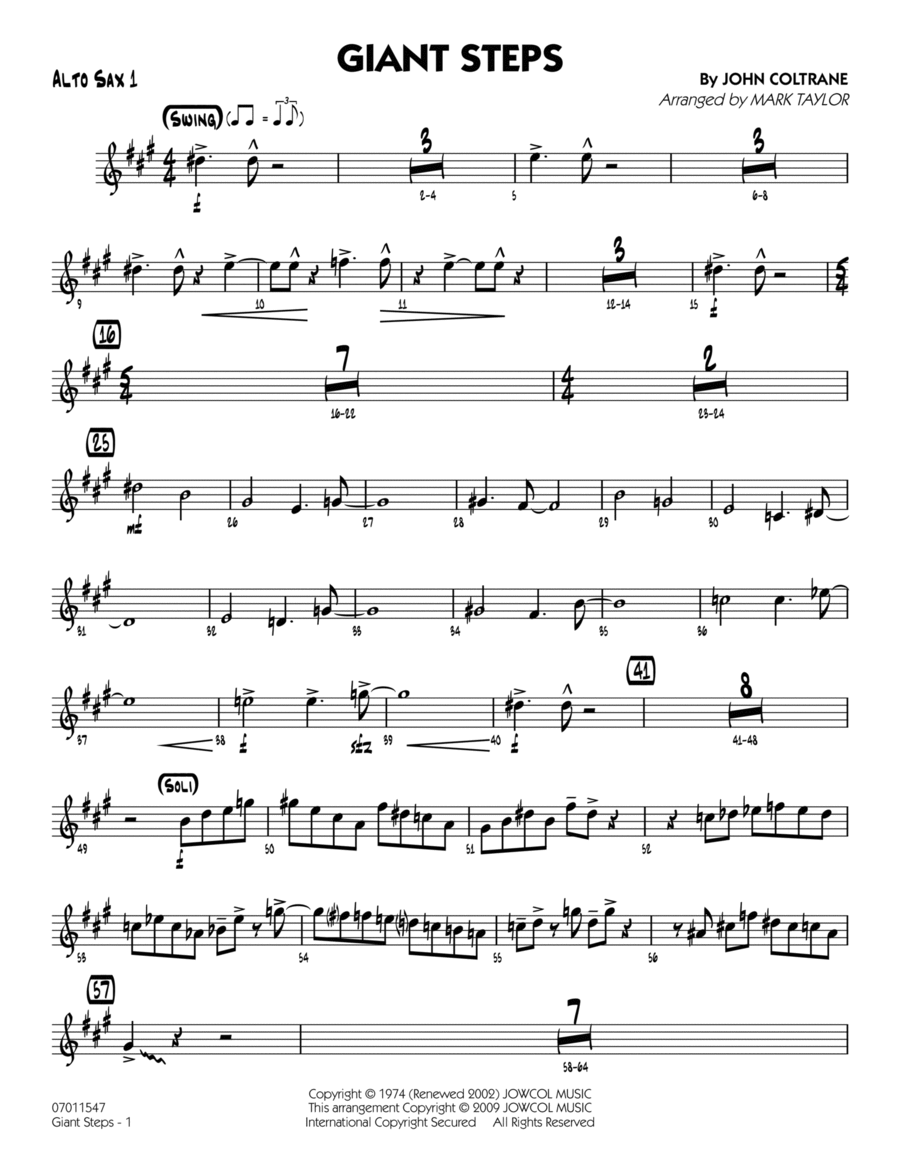 Giant Steps (arr. Mark Taylor) - Alto Sax 1 Jazz Ensemble scores gallery preview page 1