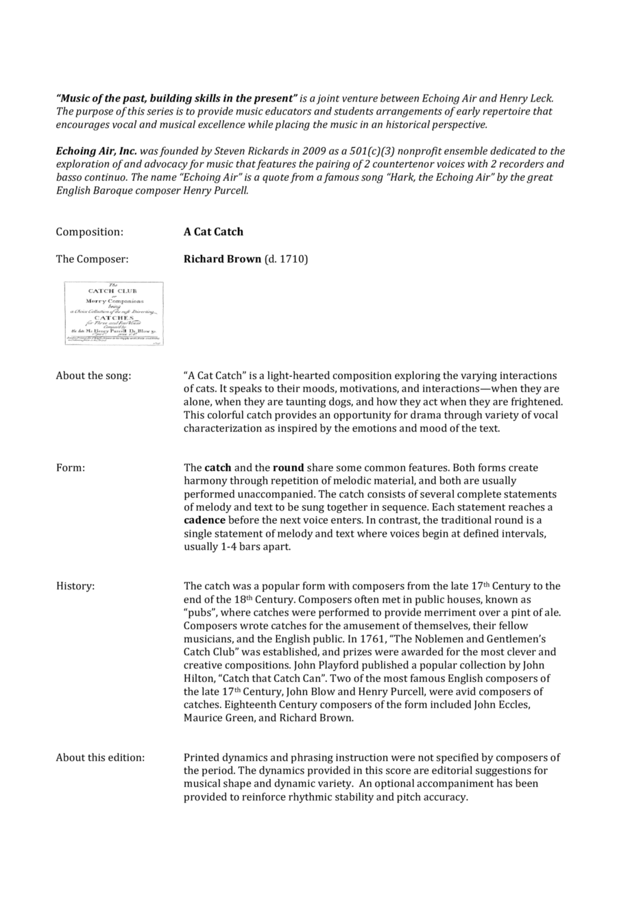 A Cat Catch 3-Part scores gallery preview page 1