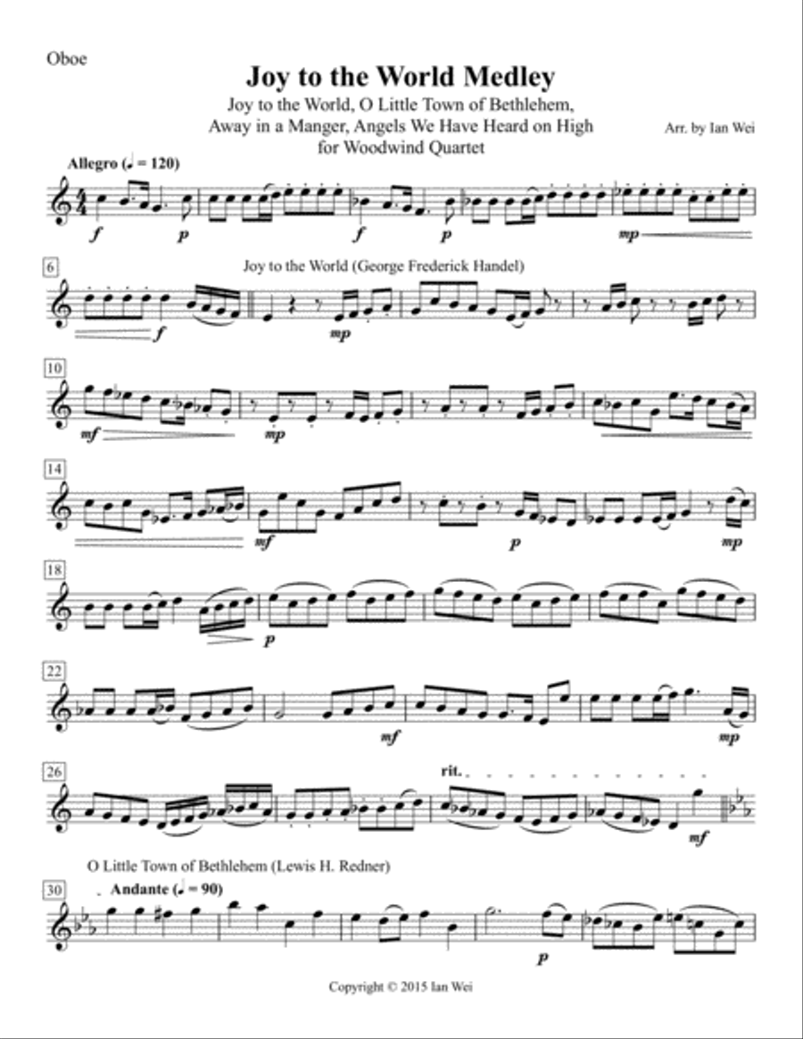 Joy to the World Medley for Woodwind Quartet Woodwind Quartet scores gallery preview page 4