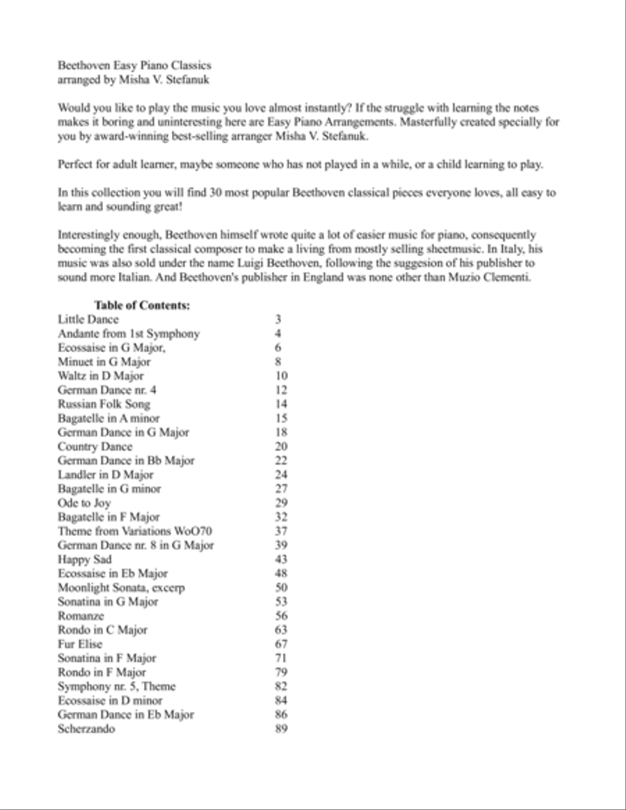 30 Beethoven Easy Piano Classics Piano Method scores gallery preview page 2