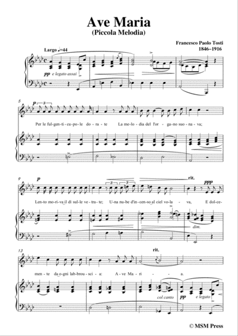 Tosti-Ave Maria in A flat Major,for Voice and Piano Voice Solo scores gallery preview page 3
