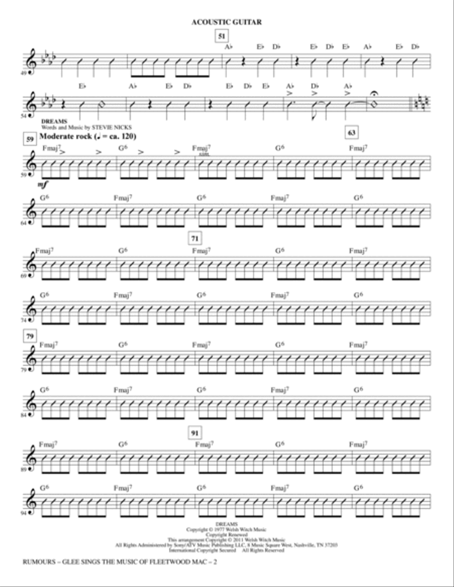 Rumours: Glee Sings The Music Of Fleetwood Mac - Acoustic Guitar Choir scores gallery preview page 2