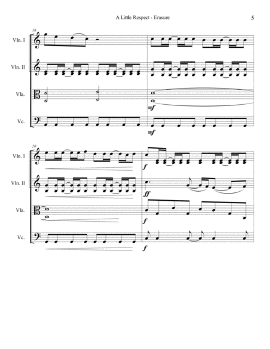 A Little Respect A Little Respect String Quartet scores gallery preview page 5