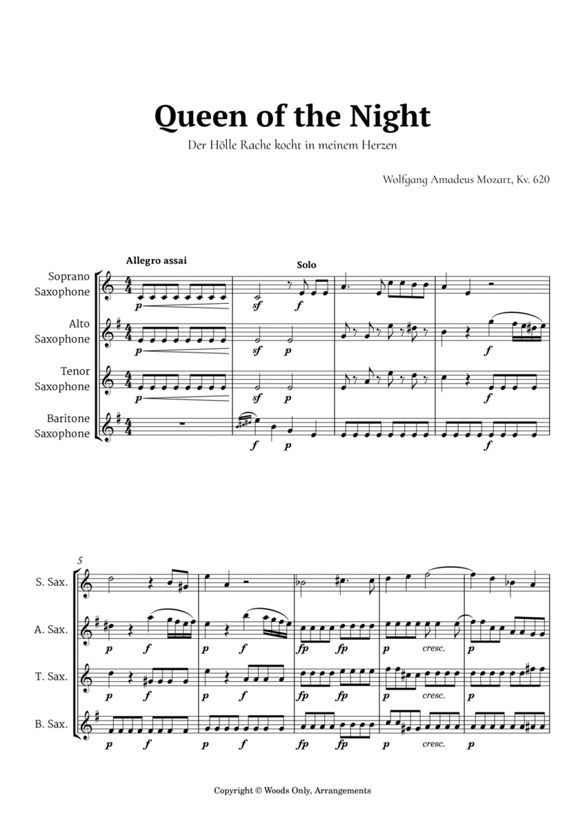 Queen of the Night Aria by Mozart for Saxophone Quartet image number null