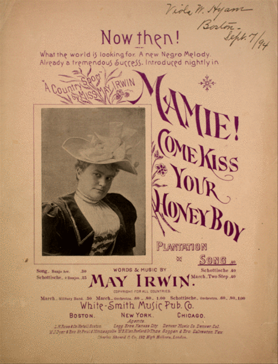 Mamie! Come Kiss Your Honey Boy. Plantation Song Voice scores gallery preview page 1