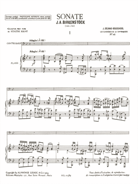 Sonata (classiques No.45) (double Bass & Piano)