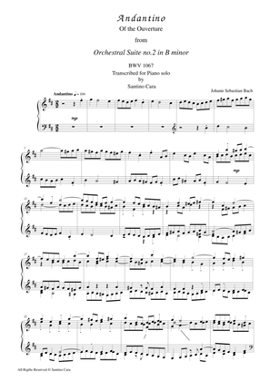Book cover for Andantino from Ouverture Suite no.2 in B minor BWV 1067 - Piano solo