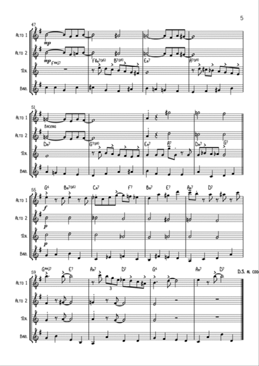 Line For Lyons Saxophone Quartet scores gallery preview page 5