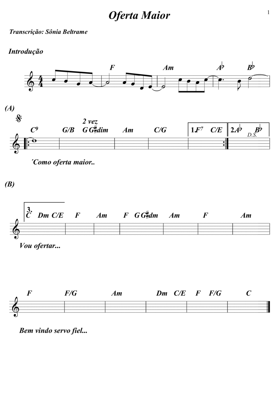 Oferta Maior Oferta Maior Piano Solo scores gallery preview page 1