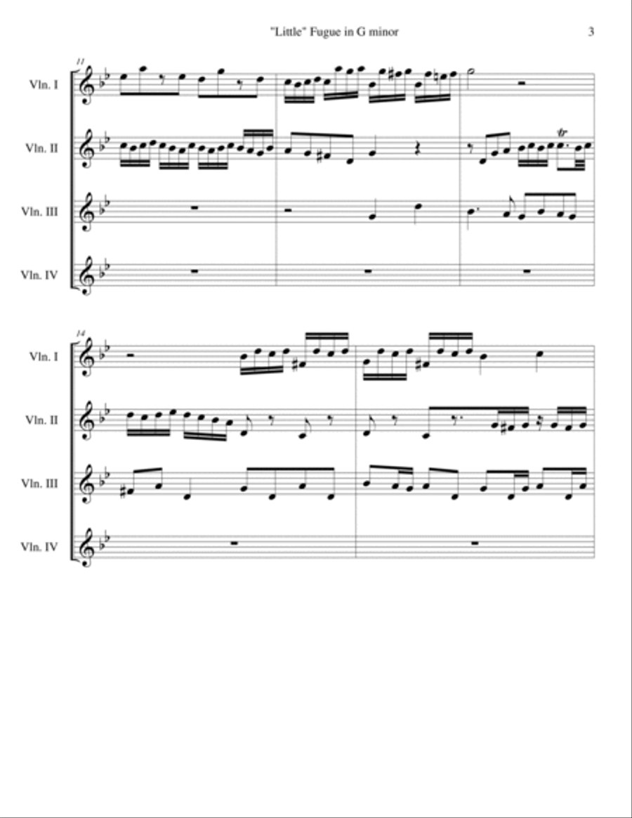 Little Fugue in G minor, BWV 578 Violin Solo scores gallery preview page 3