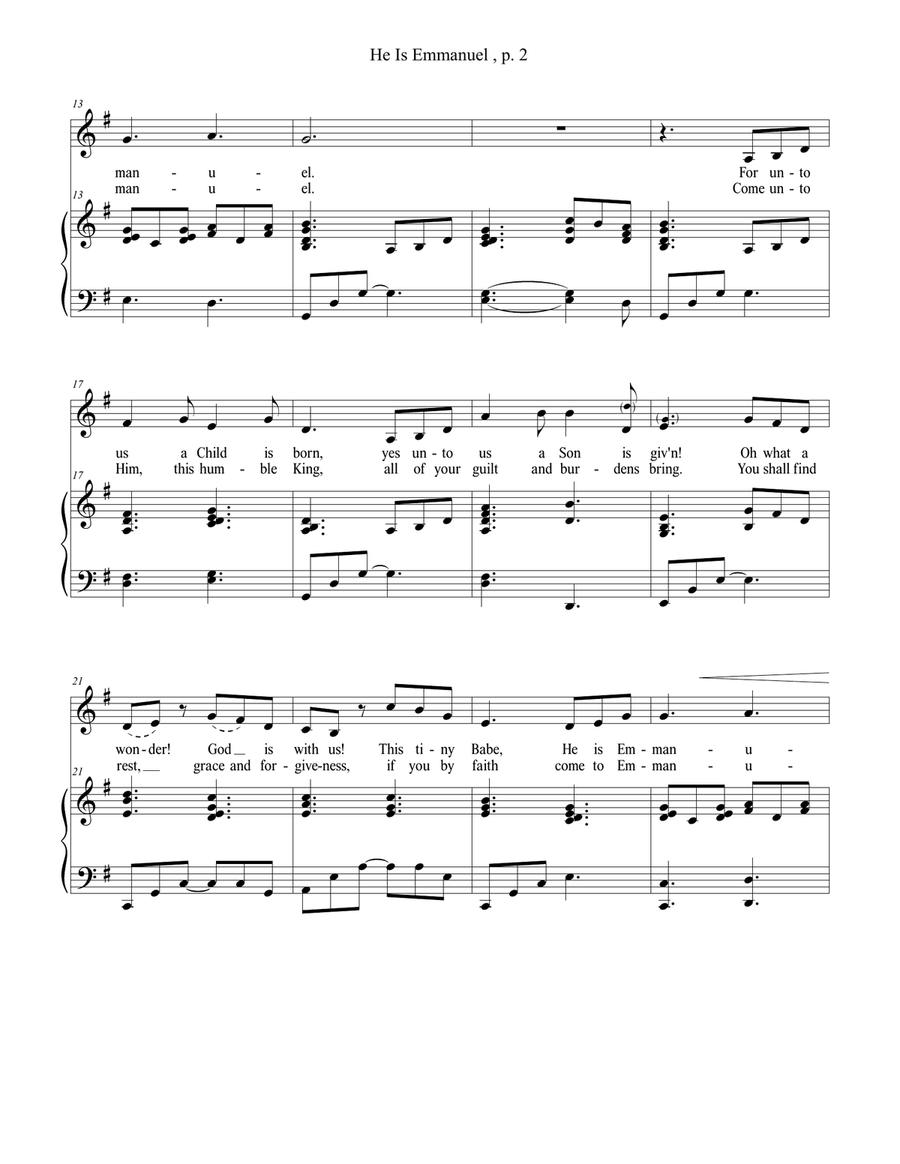He Is Emmanuel - Christmas Vocal Solo Medium Voice scores gallery preview page 2