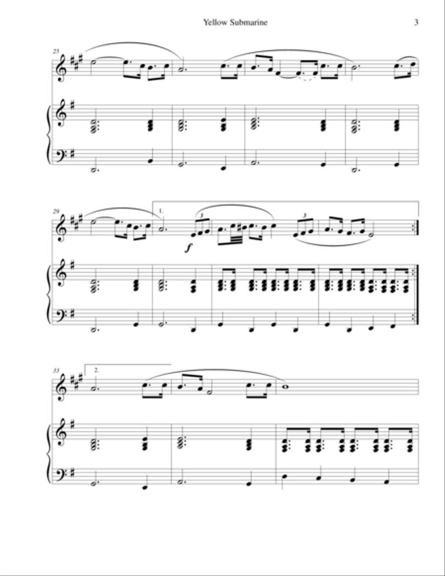 Yellow Submarine Trumpet Solo scores gallery preview page 3