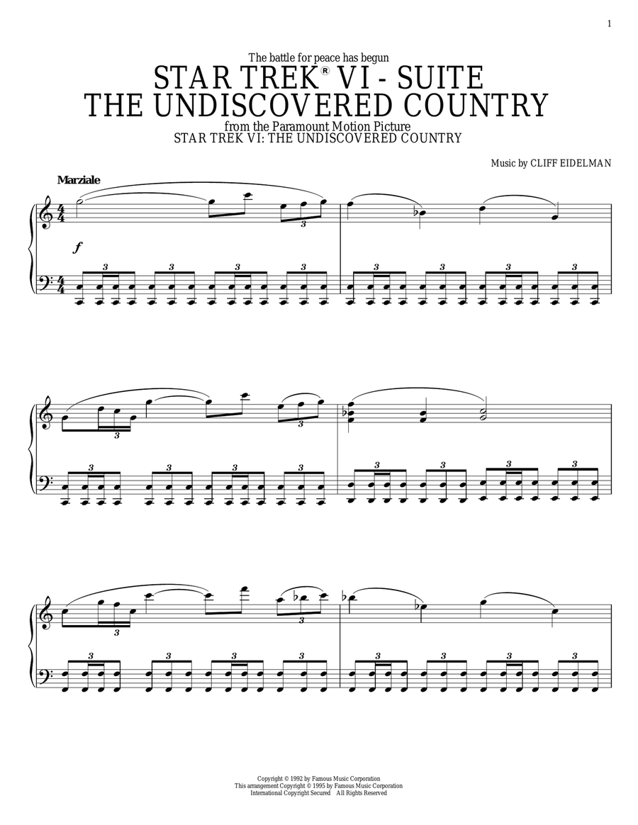 Star Trek VI - The Undiscovered Country Piano Solo scores gallery preview page 1