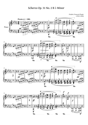 Chopin - Scherzo No.2 Op.31 in B♭ Minor - Original With Fingering - For Piano Solo