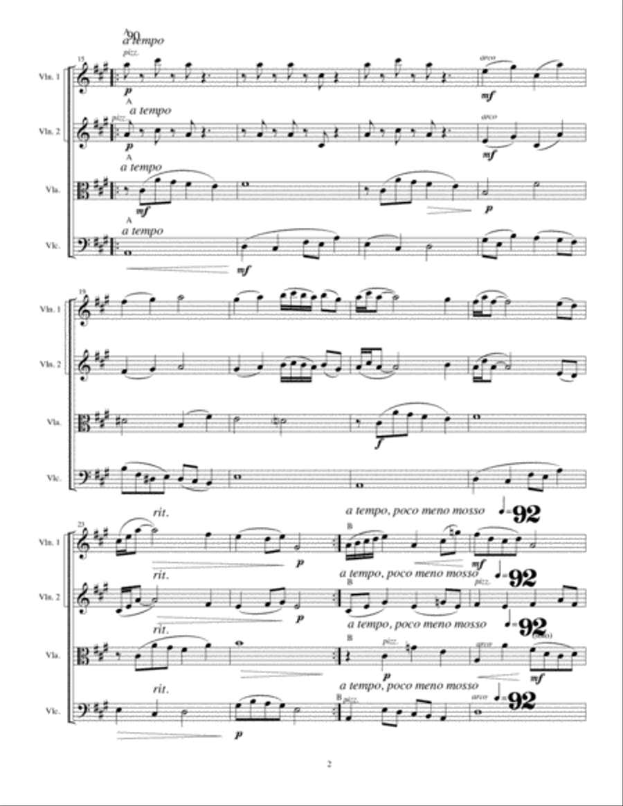 Cascading Rainbows in the Sky (score) String Quartet scores gallery preview page 2