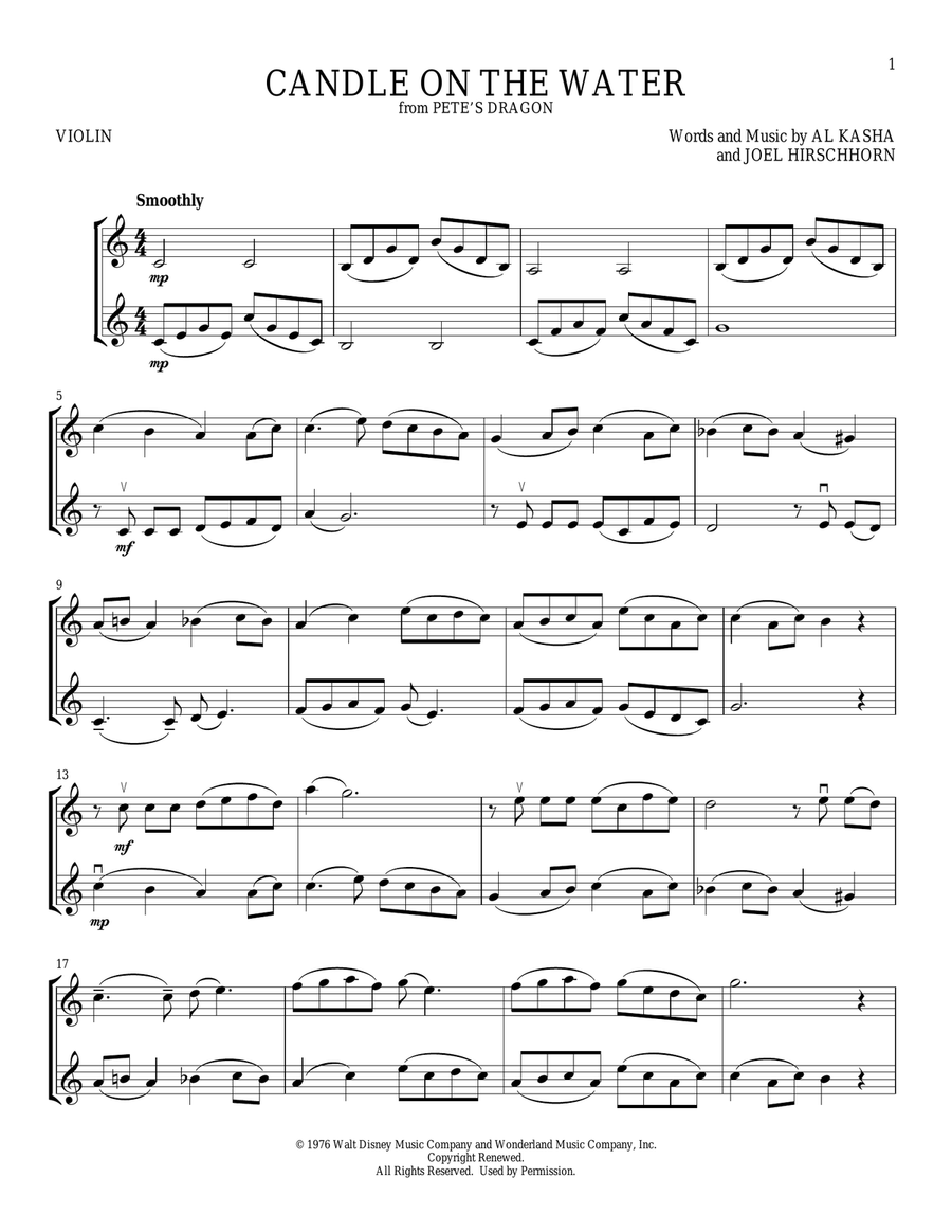 Candle On The Water (from Pete's Dragon) String Duet scores gallery preview page 1