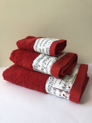 Towel set (red) 3 towels, Nutcracker, red