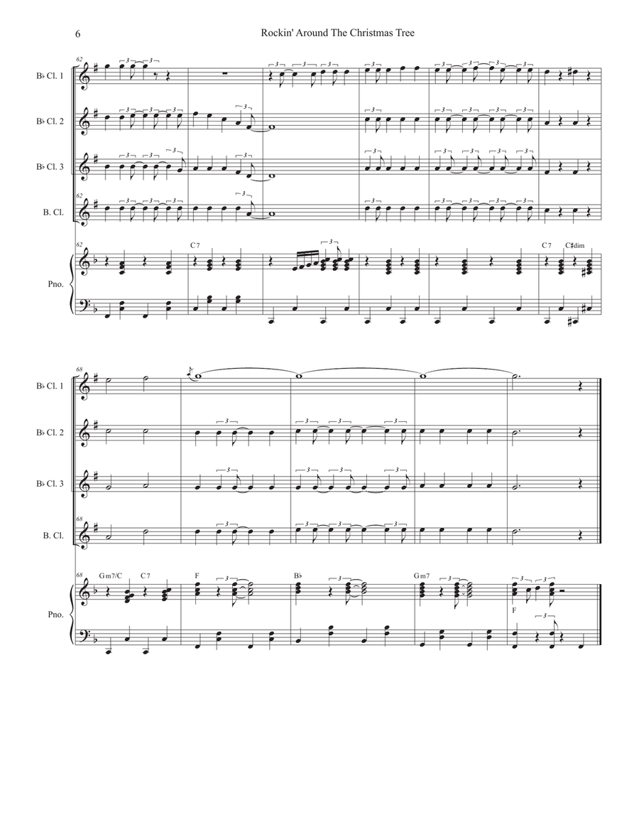 Rockin' Around The Christmas Tree Clarinet Choir scores gallery preview page 6