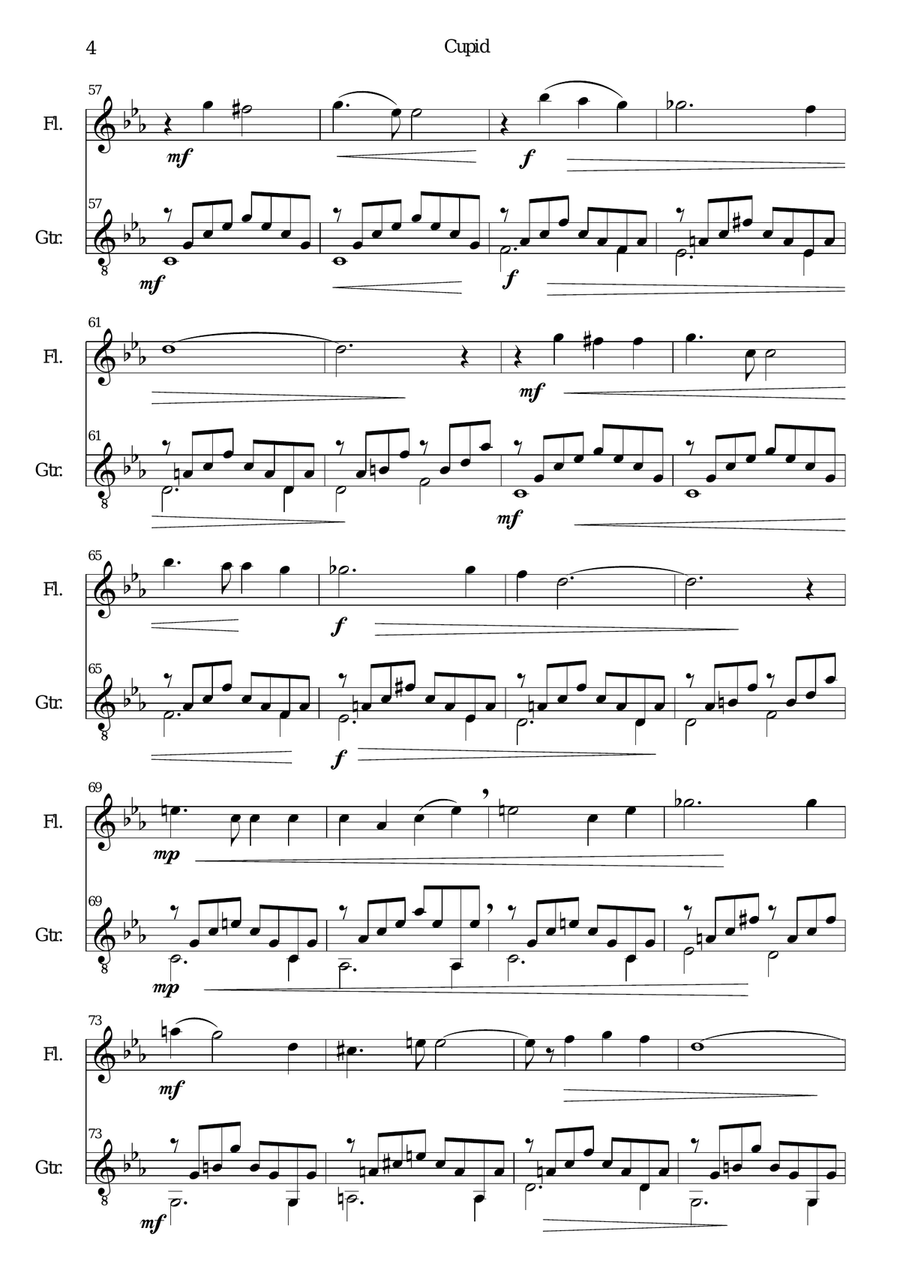 Cupid for flute and guitar Flute scores gallery preview page 4