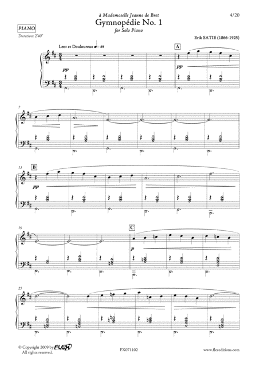 3 Gymnopedies & 3 Gnossiennes Piano Solo scores gallery preview page 4