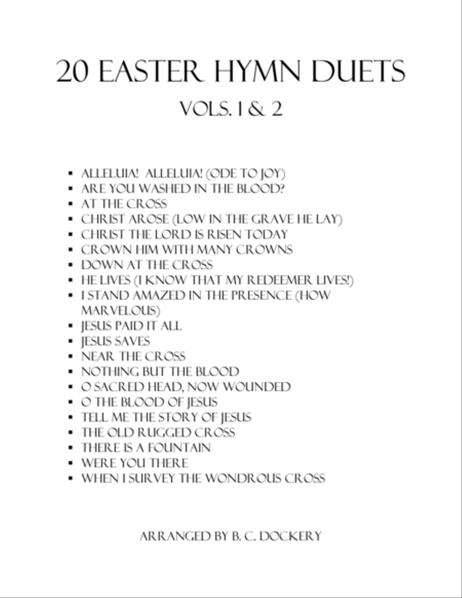 20 Easter Hymn Duets for Trumpet & Trombone with Piano: Vols. 1-2 image number null