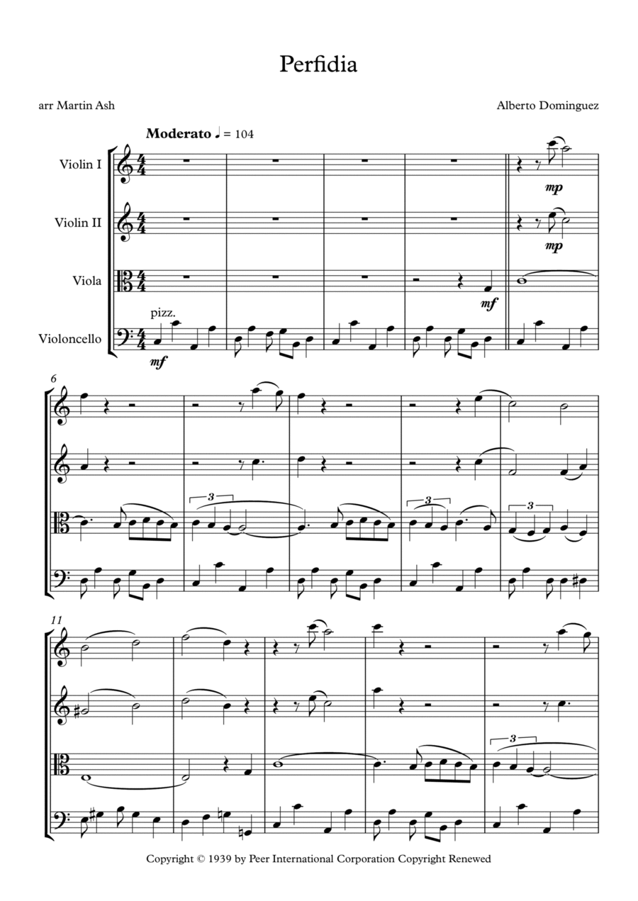Perfidia Perfidia String Quartet scores gallery preview page 1