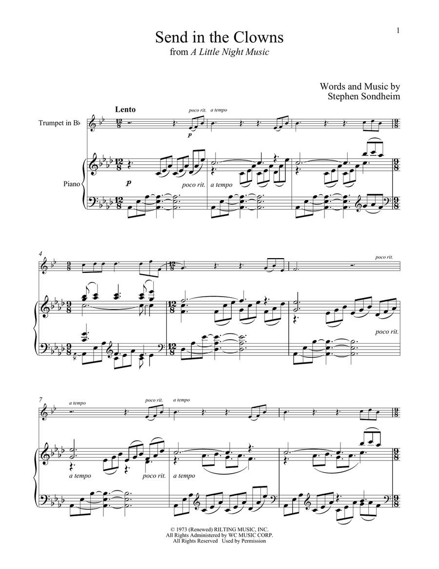 Send In The Clowns (from A Little Night Music) Trumpet Solo scores gallery preview page 1