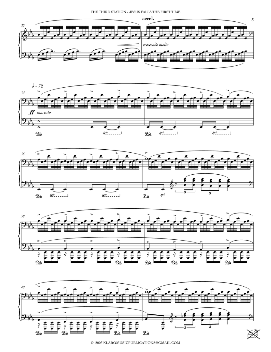 THE THIRD STATION OF THE CROSS - JESUS FALLS THE FIRST TIME Piano Solo scores gallery preview page 3