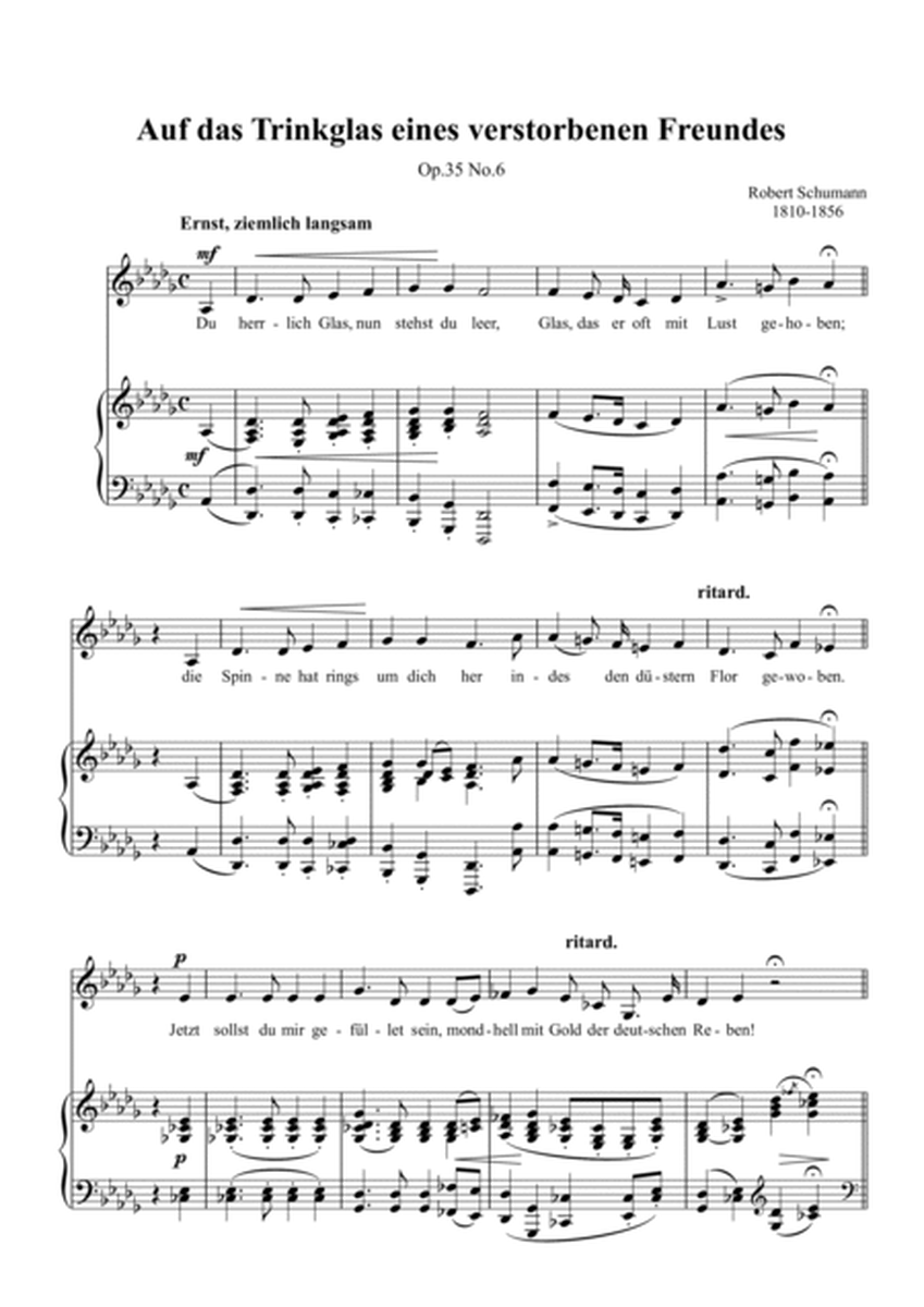 Schumann-Auf das Trinkglas eines verstorbenen Freundes,Op.35 No.6 in D♭ Major