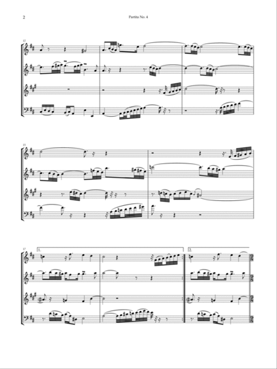Partita No. 4 in D Major, BWV 828 Woodwind Ensemble scores gallery preview page 4