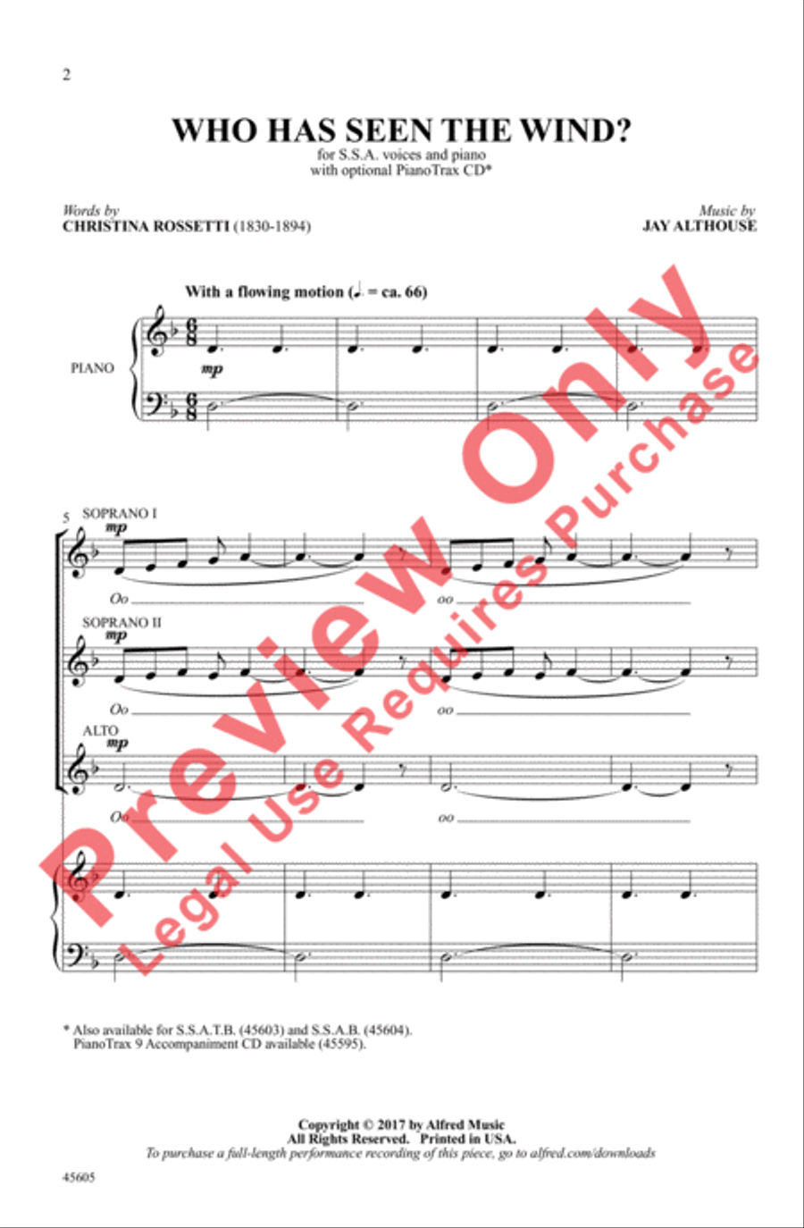 Who Has Seen the Wind? Women's Choir scores gallery preview page 2