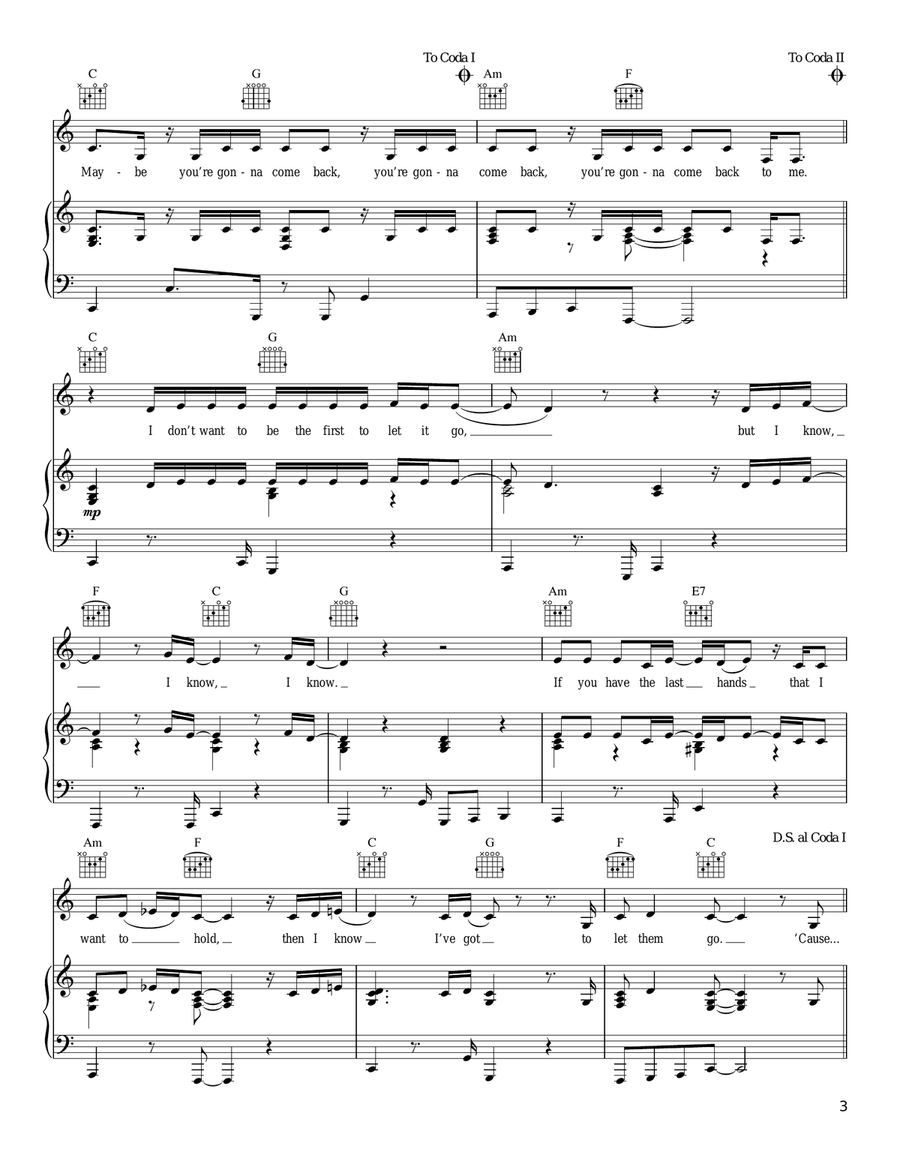 Maybe Piano, Vocal, Guitar scores gallery preview page 3