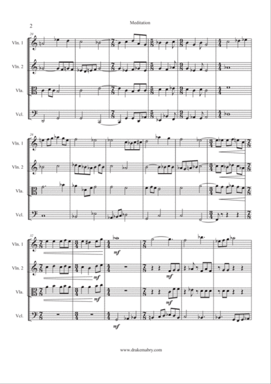 Meditation (string quartet) String Quartet scores gallery preview page 2
