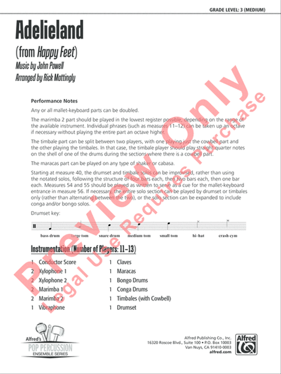 Adelieland (from Happy Feet) Percussion Ensemble scores gallery preview page 2