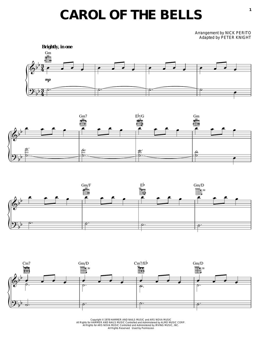 Carol Of The Bells Piano Solo scores gallery preview page 1