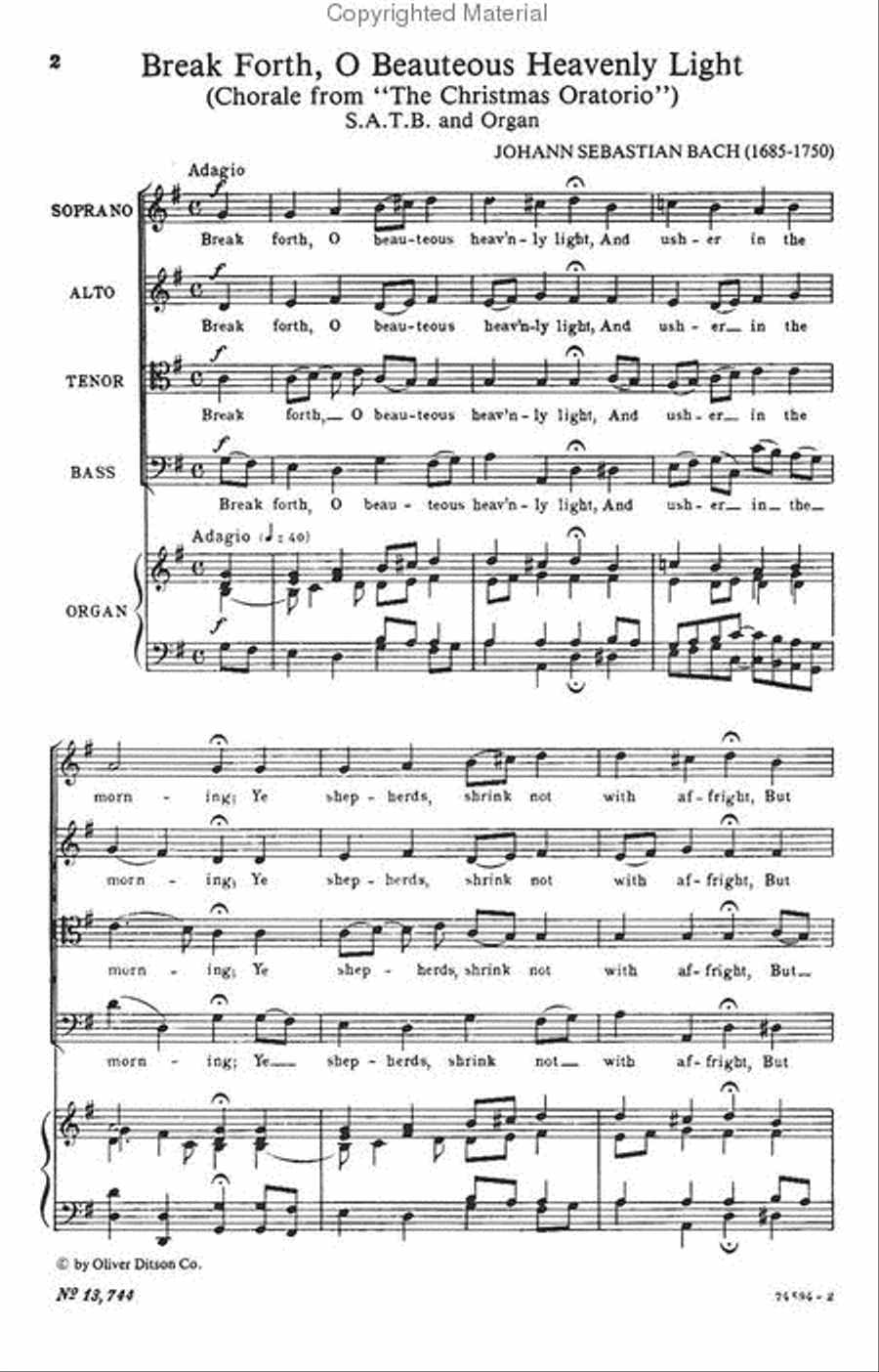 Break Forth, O Beauteous Heavenly Light (Chorale From 
