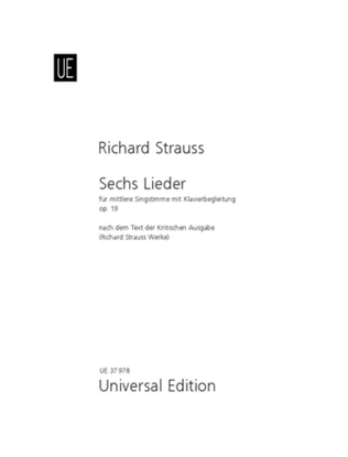 Book cover for Sechs Lieder Op. 19 - medium voice