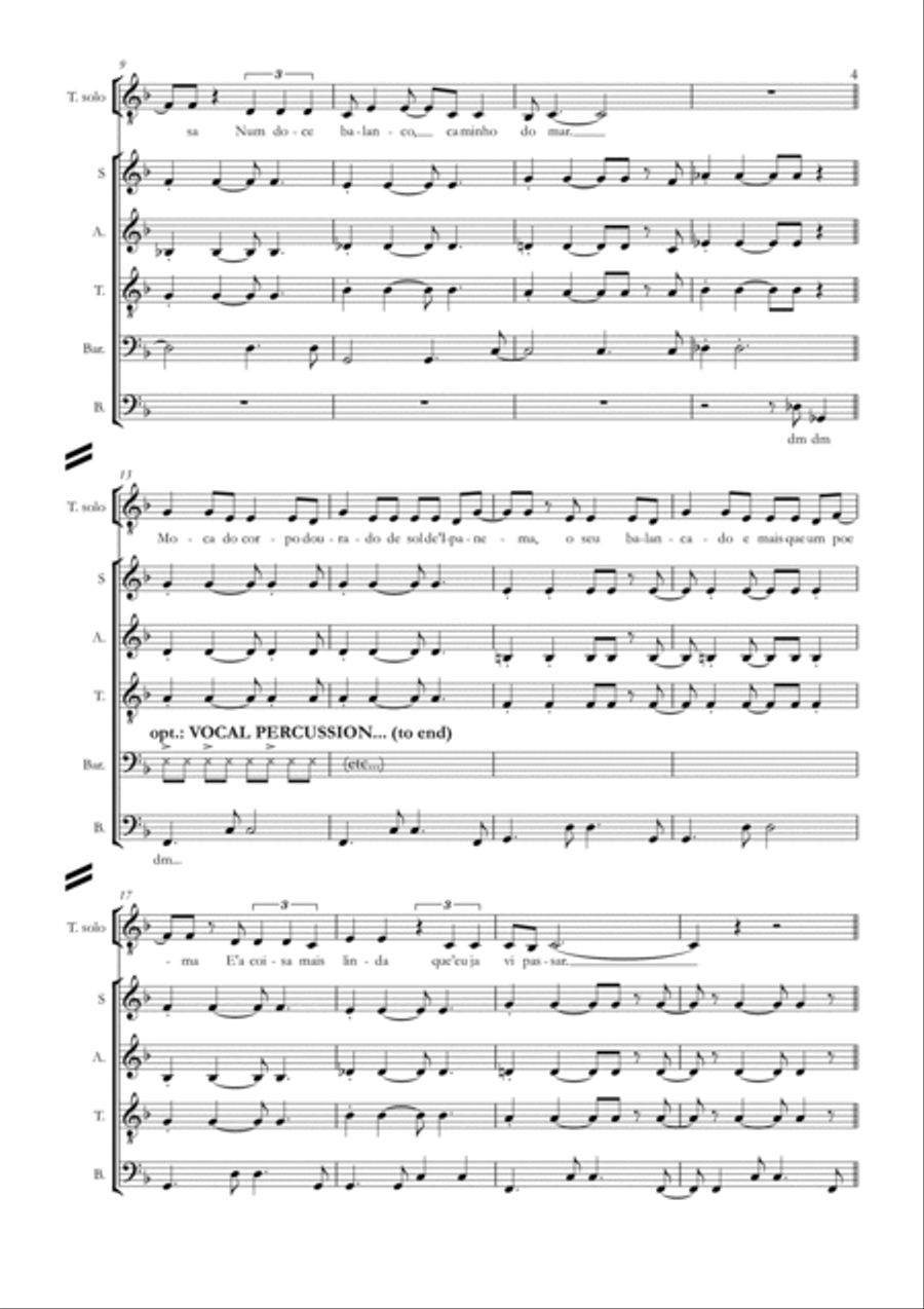 The Girl From Ipanema (garôta De Ipanema) A Cappella scores gallery preview page 4