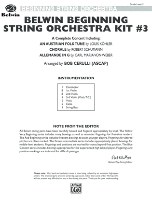 Book cover for Belwin Beginning String Orchestra Kit #3: Score