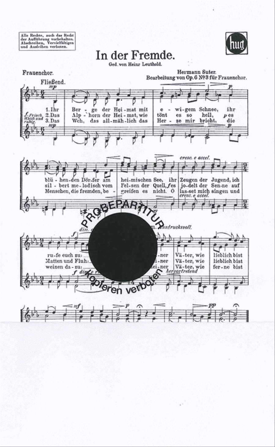 In der Fremde Women's Choir scores gallery preview page 1